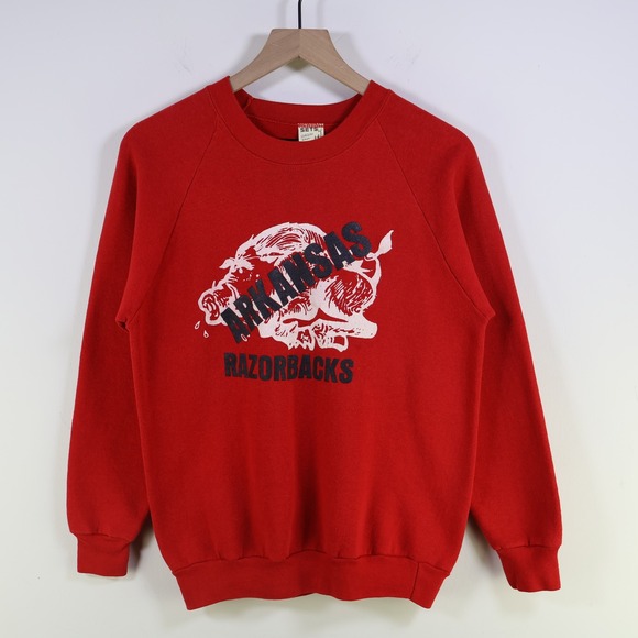 SETS Athletic Wear Other - Vintage 80s Arkansas Razorbacks Sweatshirt Large Red Cotton Blend Raglan NCAA